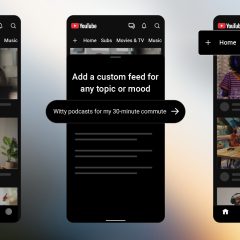 Các tab Home, Subs và Custom Feed trong ứng dụng YouTube