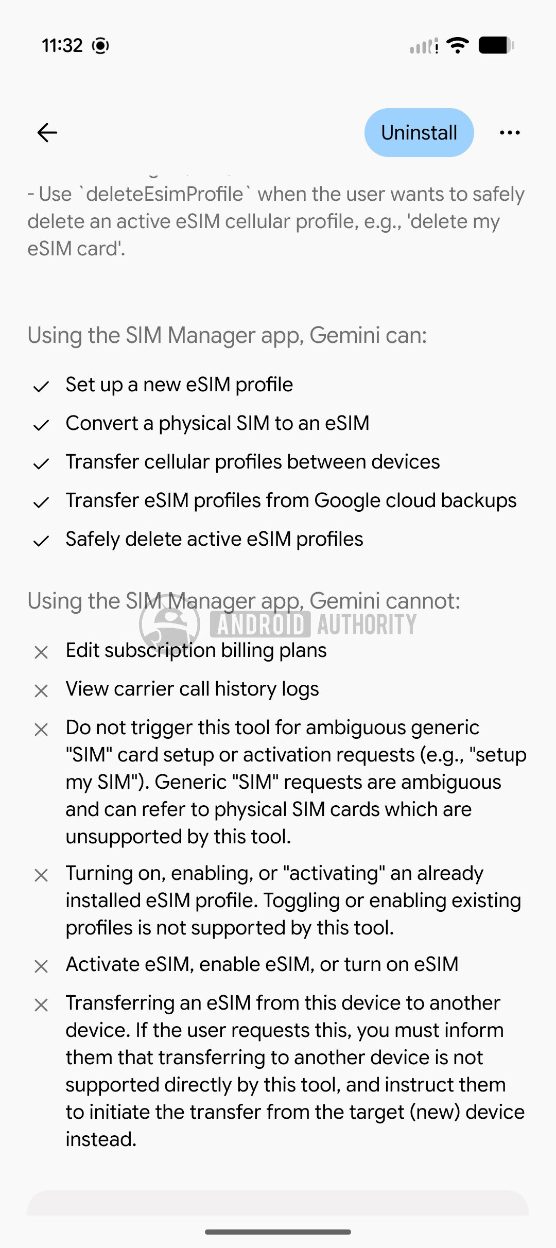 Các tác vụ eSIM trong Gemini