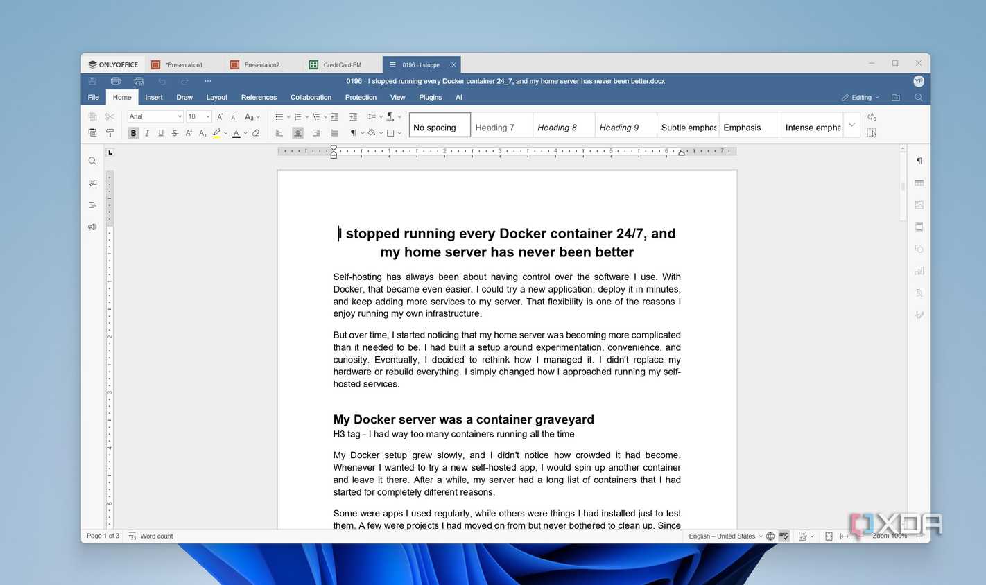 Tech blog open in OnlyOffice