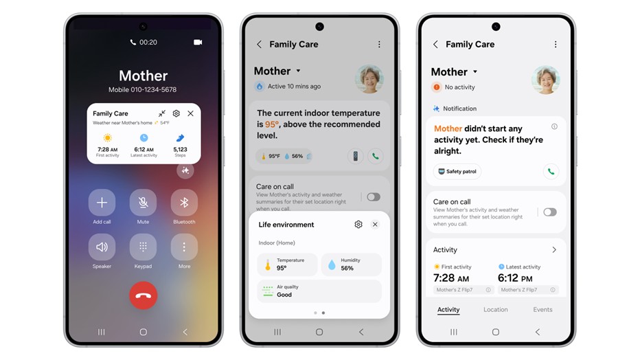 Thẻ Family Care trong giao diện SmartThings Now