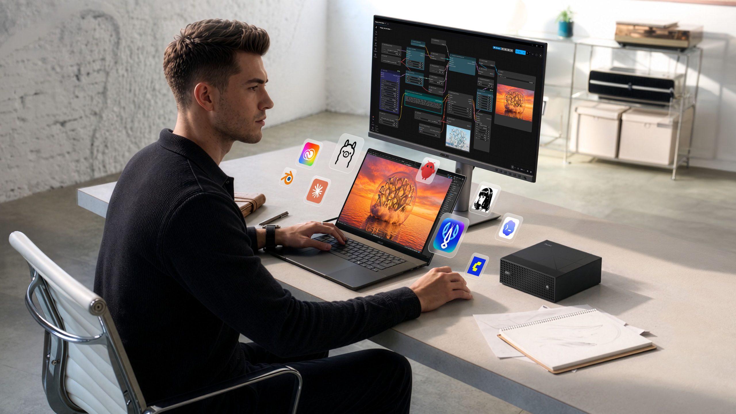 Các thiết bị ASUS ProArt dùng nền tảng RTX Spark trong bối cảnh sáng tạo