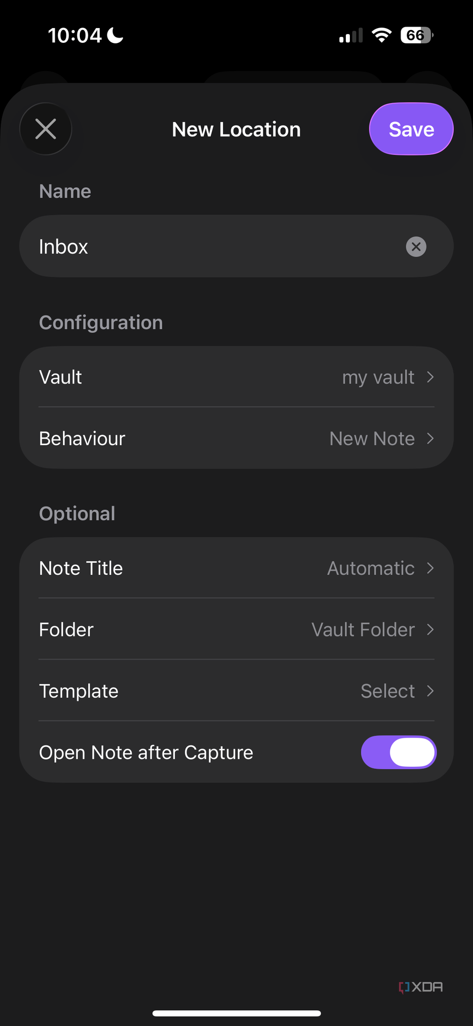 Thiết lập Location mới trong Quick Note