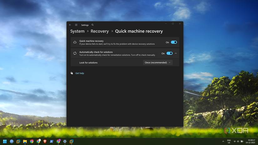 Thiết lập Quick machine recovery trong Windows 11