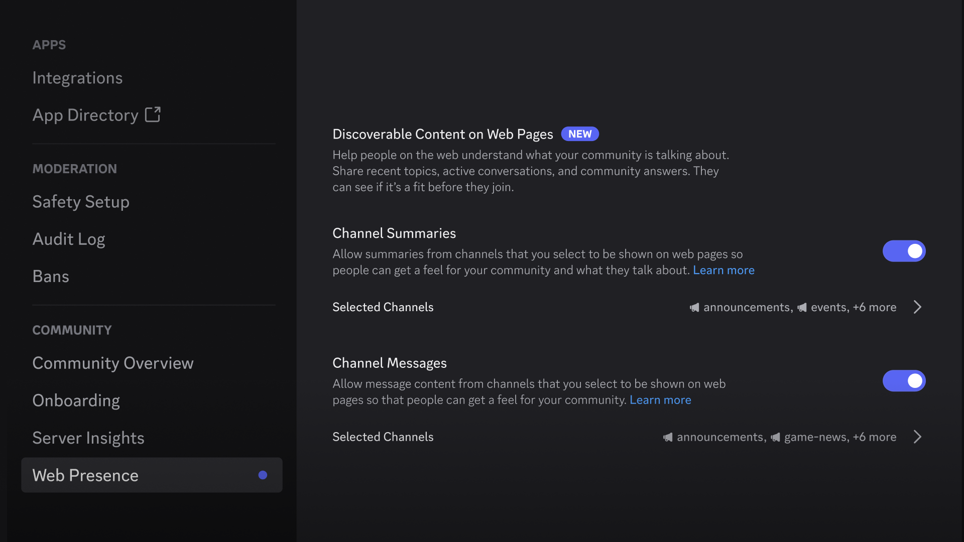 Thiết lập Web Presence của máy chủ Discord