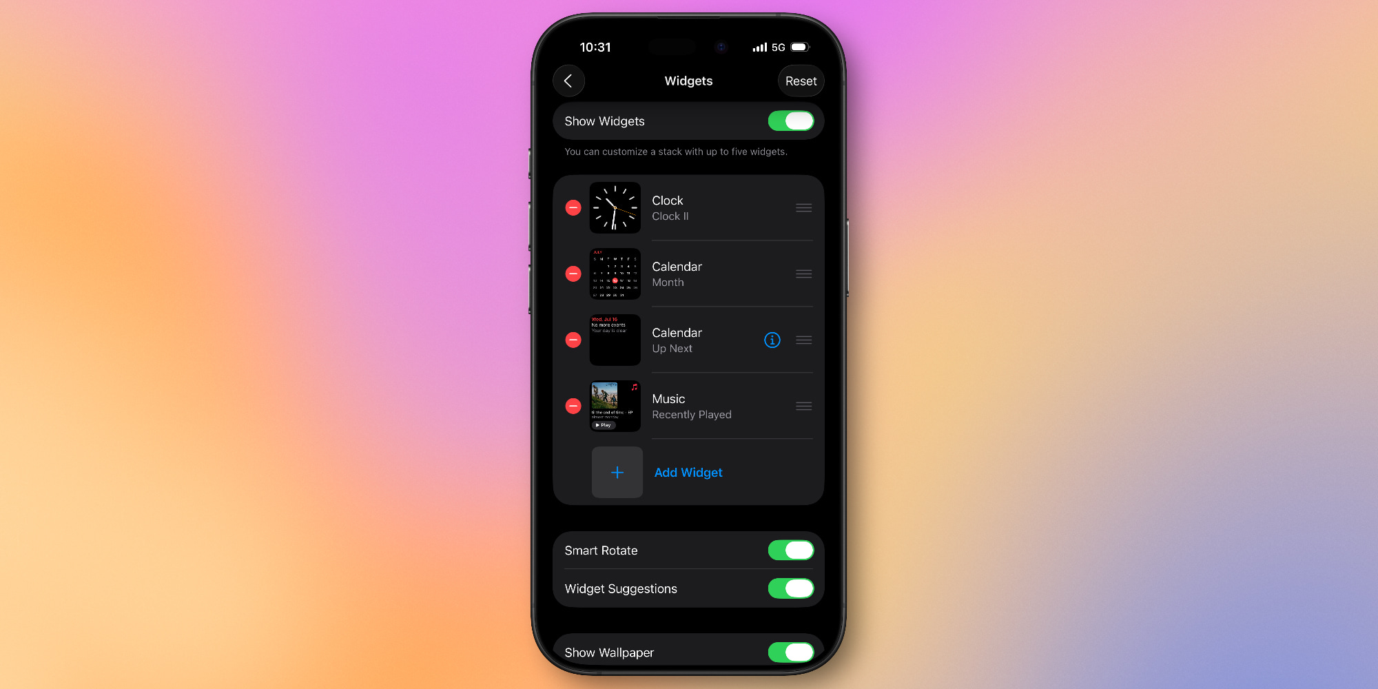 Thiết lập widget và từng ngăn xếp nằm trong mục CarPlay trên iPhone.