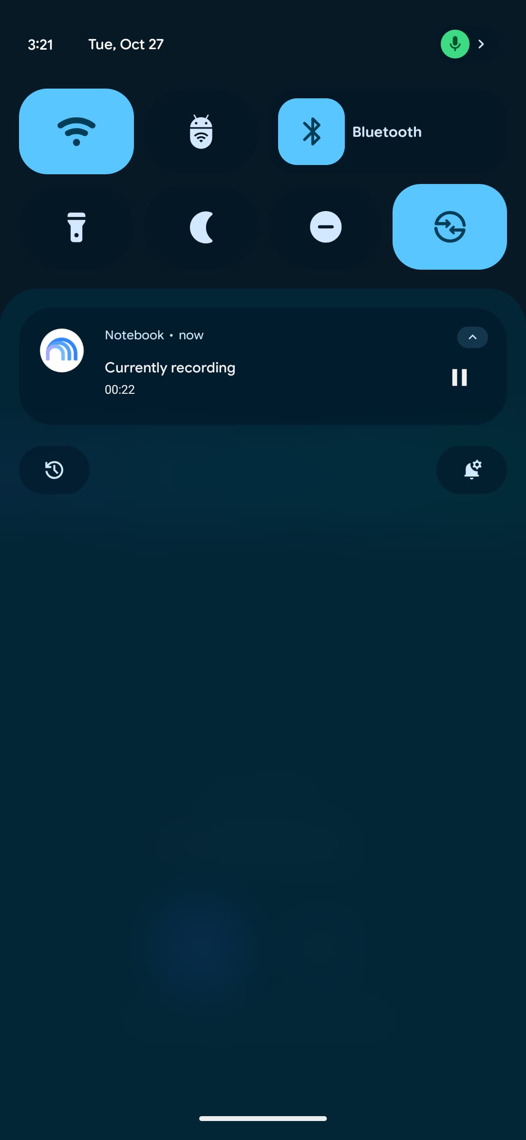 Thông báo Currently recording của Notebook trên Android