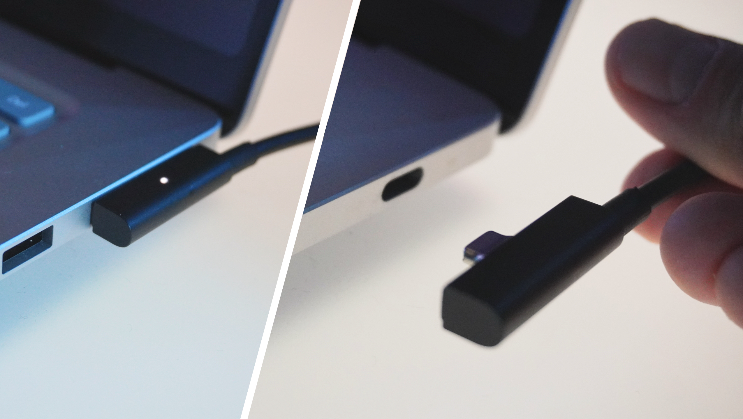 Thử nghiệm cắm cáp sạc Magnetic Connect vào Surface Laptop Ultra