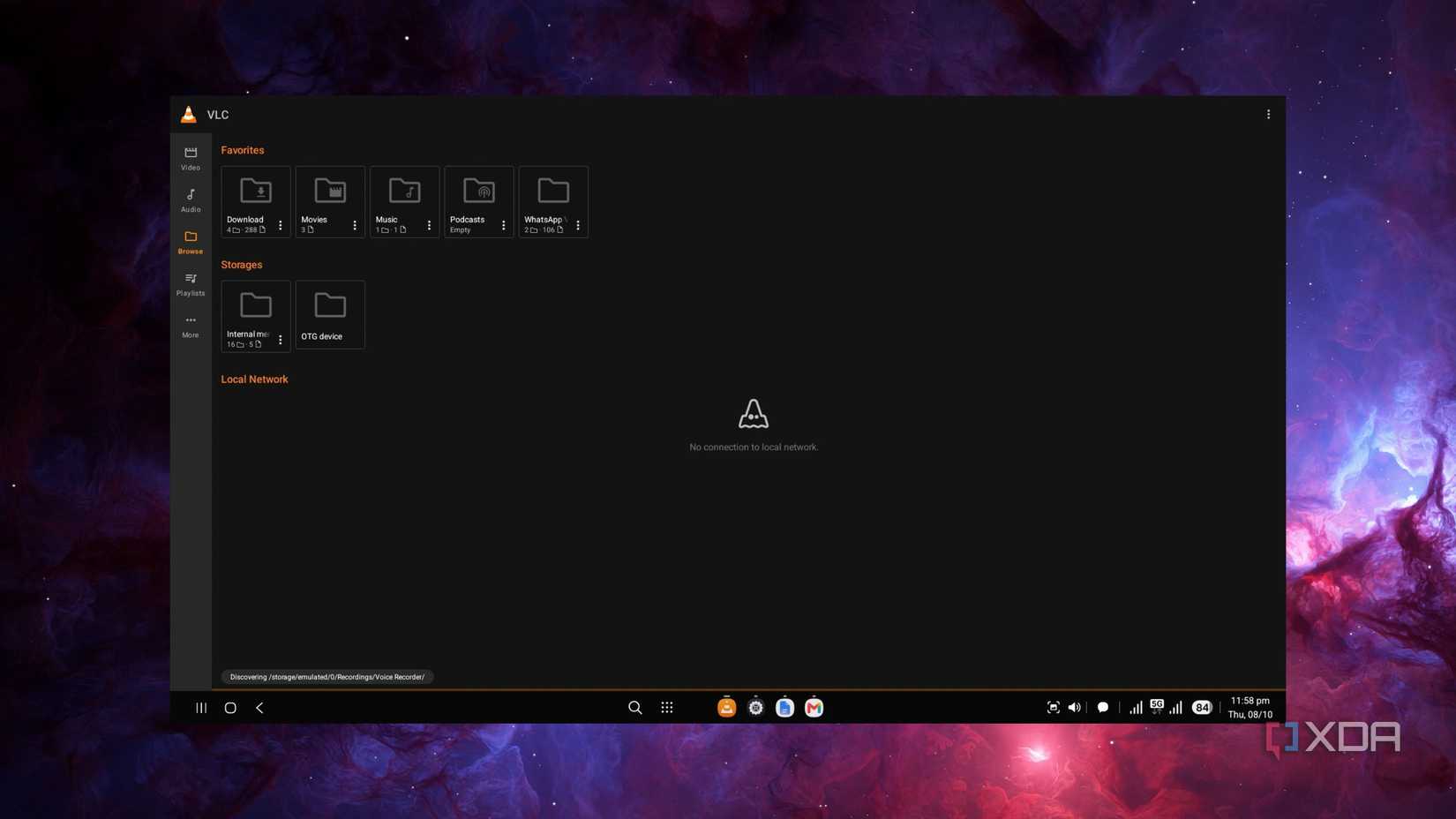 Thư viện tệp trong VLC trên giao diện Samsung DeX