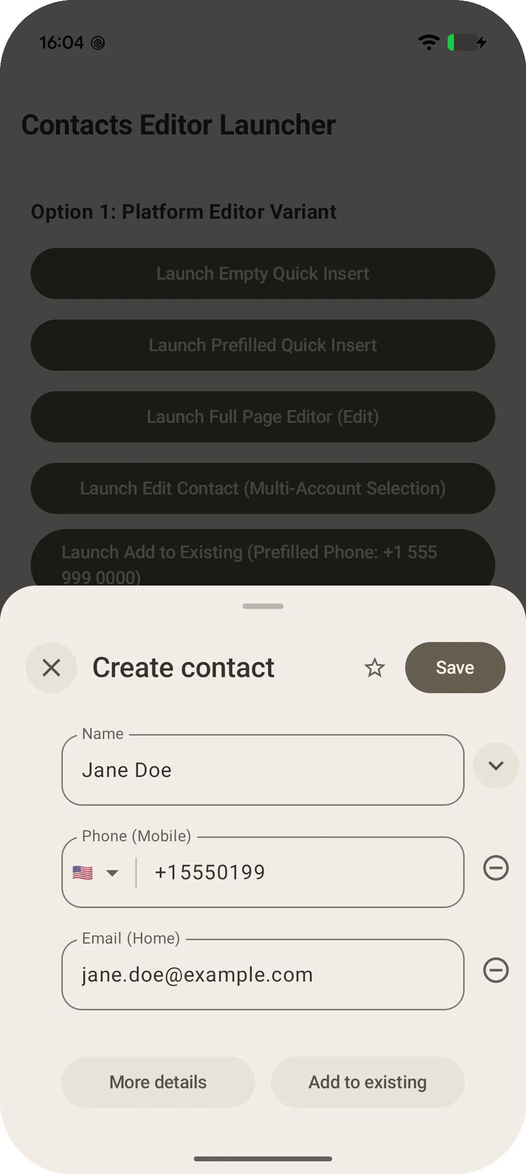 Tìm liên hệ hiện có trong Android