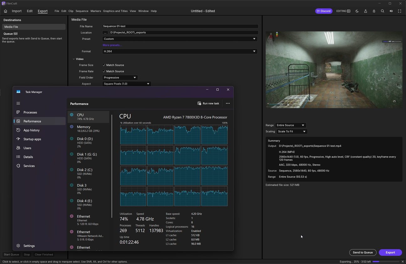 Timeline và giao diện dựng video của FilmCraft