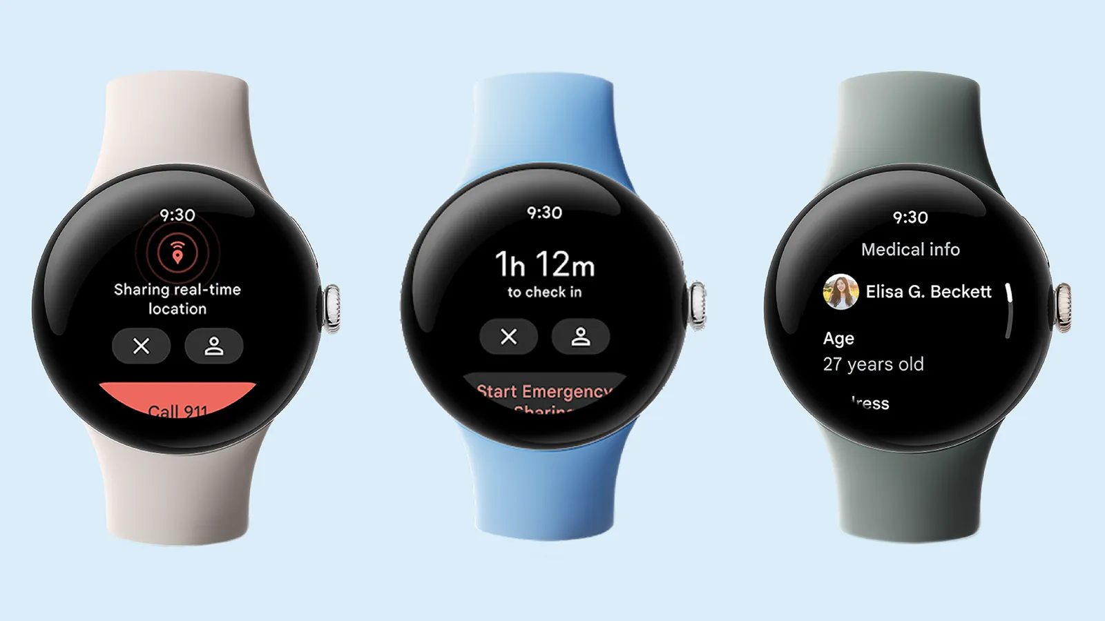 Các tính năng an toàn Safety Check và Emergency Sharing trên Google Pixel Watch 2