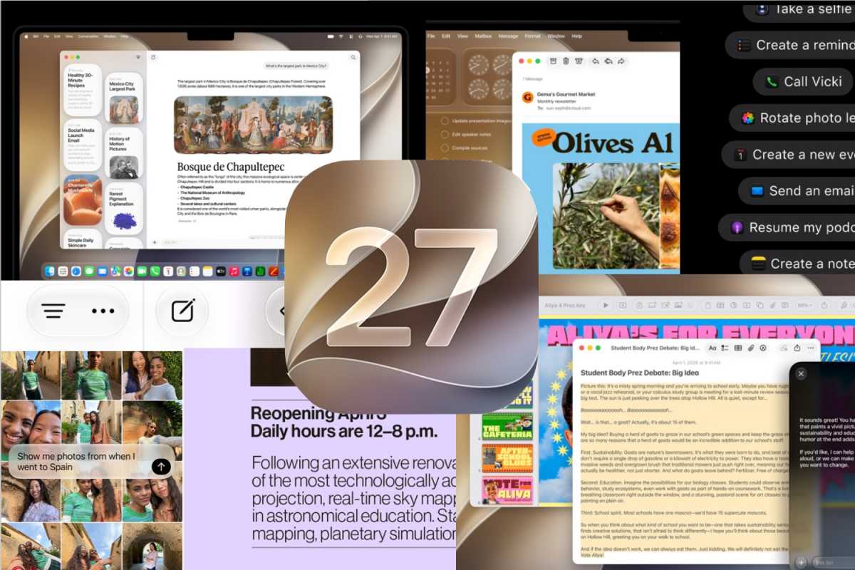 Hình tổng hợp giao diện và tính năng macOS 27