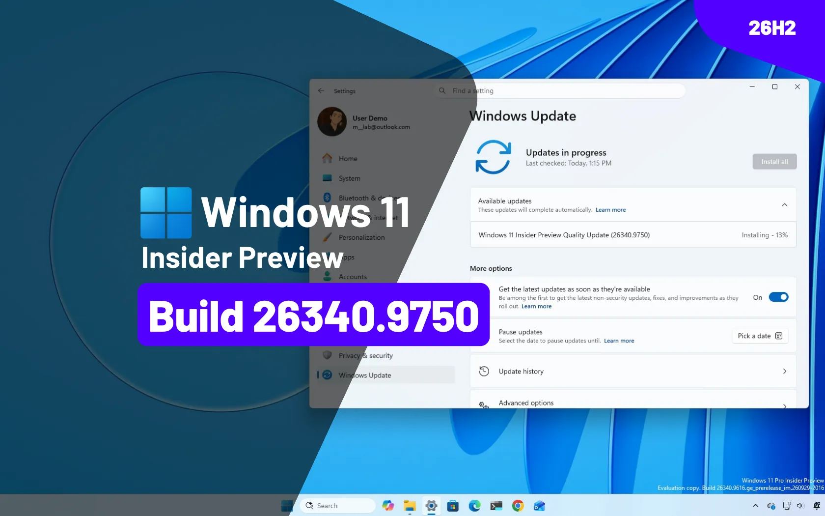 Ảnh tổng quan Windows 11 Insider Preview Build 26340.9750