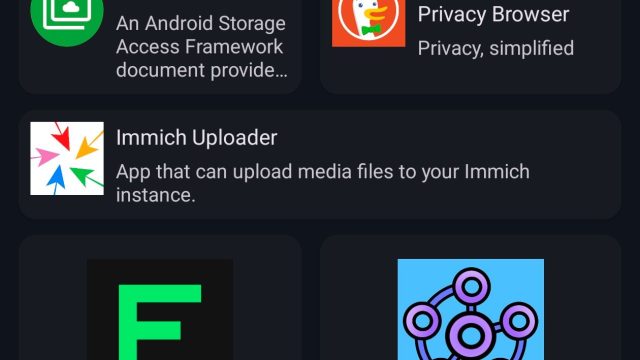 Trang chủ kho ứng dụng F-Droid trên Android hiển thị danh sách phần mềm mã nguồn mở