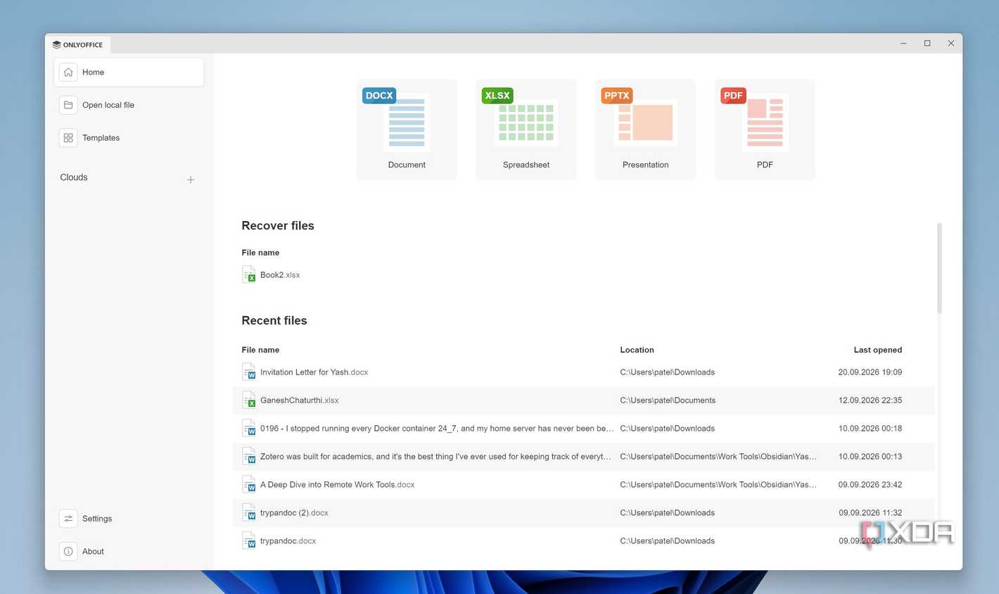Trang chủ OnlyOffice Desktop Editors