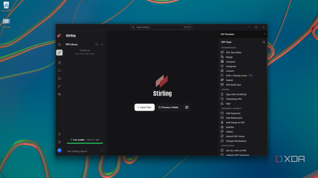 Trang chủ Stirling PDF hiển thị các công cụ PDF
