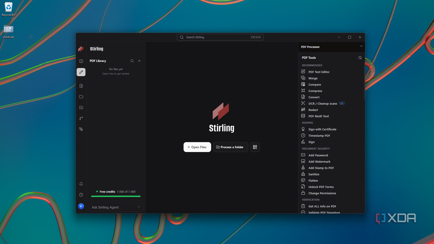 Trang chủ Stirling PDF hiển thị các công cụ PDF