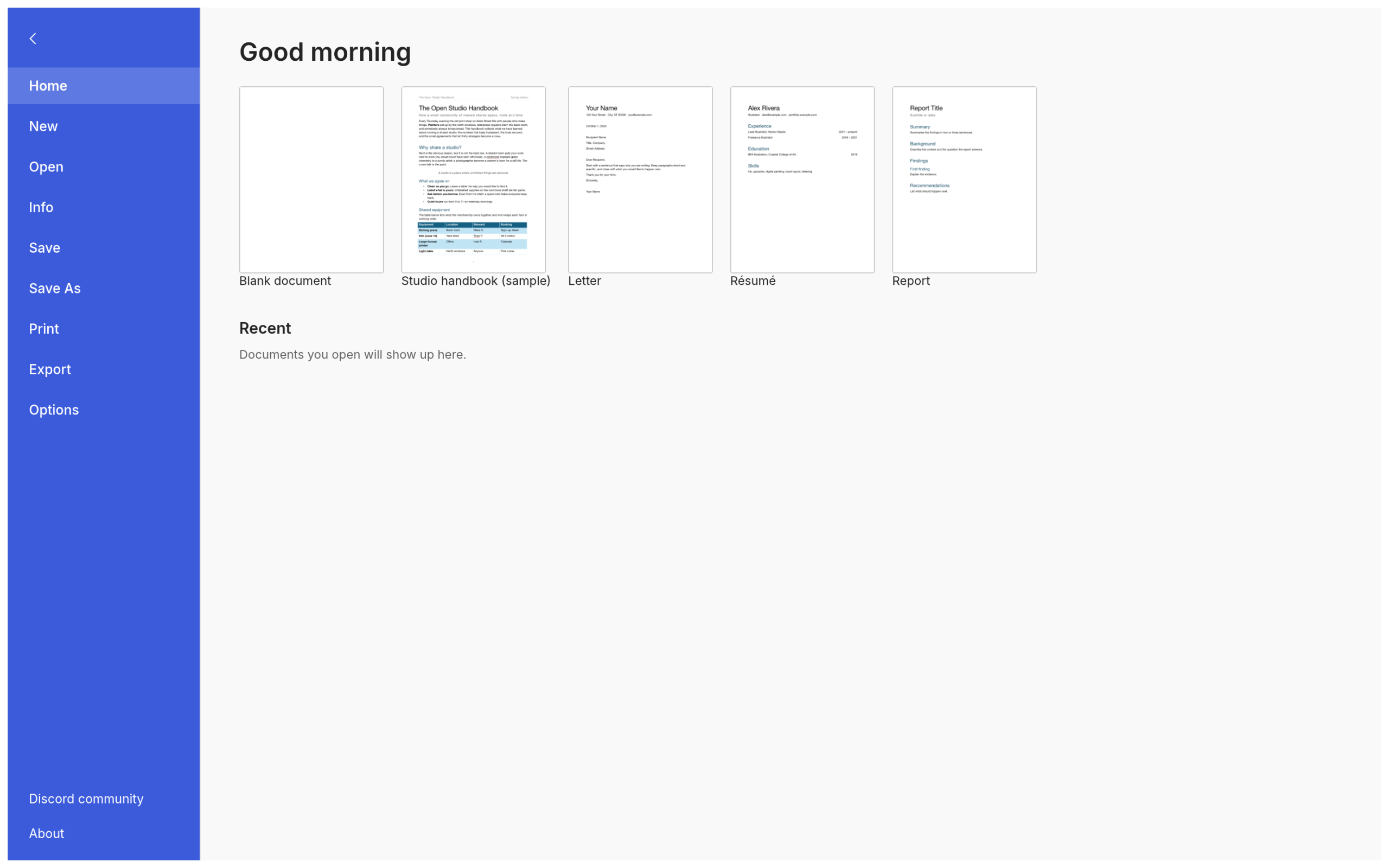 Trang File và các mẫu tài liệu WordCraft