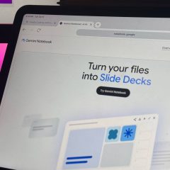 Trang Gemini Notebook trên máy tính bảng giới thiệu khả năng chuyển tệp thành Slide Decks
