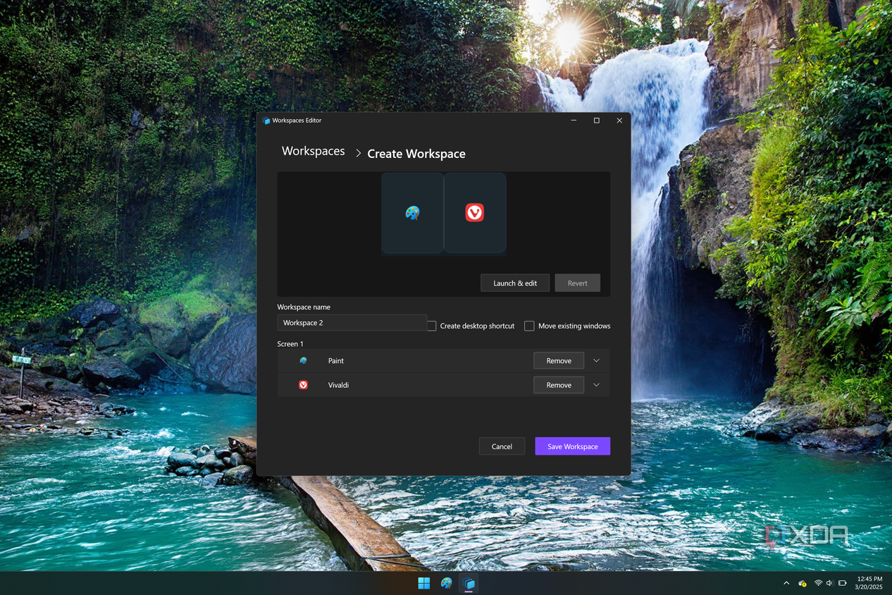 Trình sửa Workspaces
