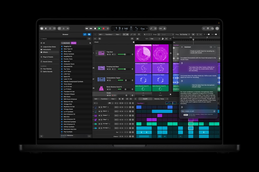 Trợ lý thông minh mới trong Logic Pro trên MacBook Pro