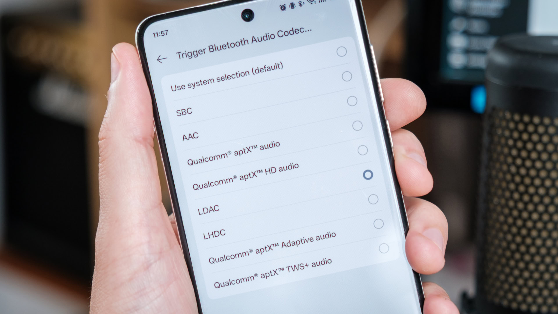 Tùy chọn codec âm thanh Bluetooth trong cài đặt nhà phát triển Android