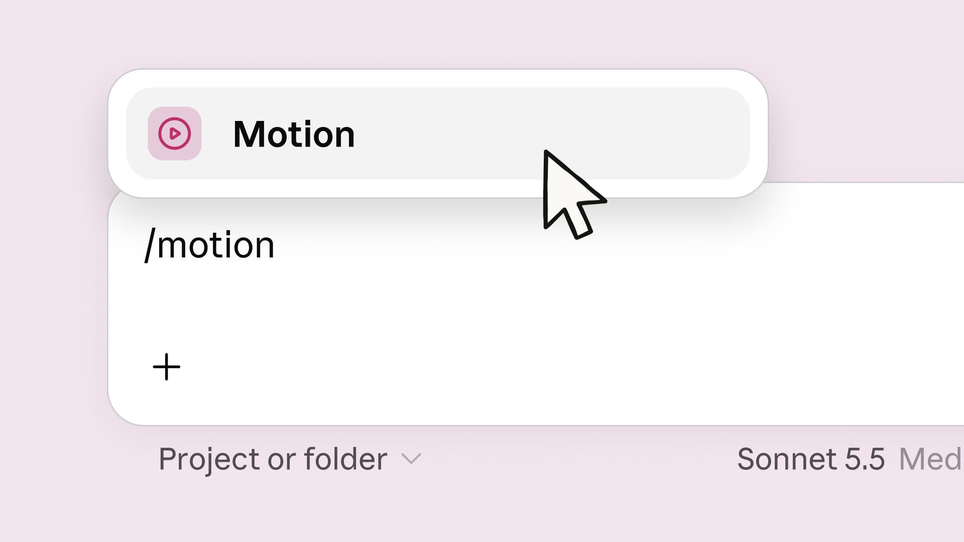 Tùy chọn Motion xuất hiện khi nhập lệnh /motion trong Claude.
