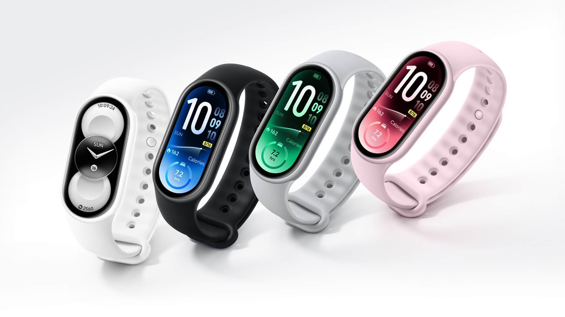 Các tùy chọn Smart Band 11 trắng đen bạc và hồng