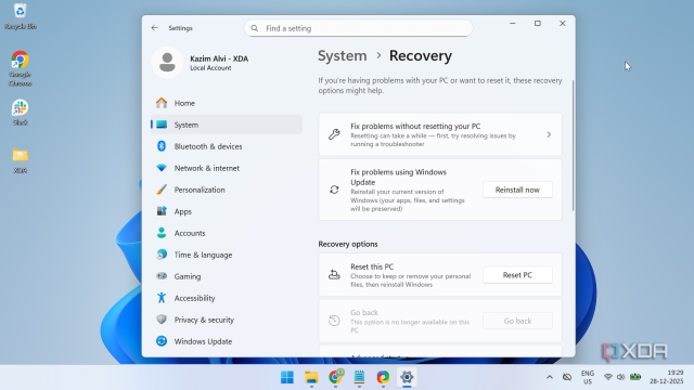 Tùy chọn sửa Windows qua Windows Update trong phần Recovery của Windows 11