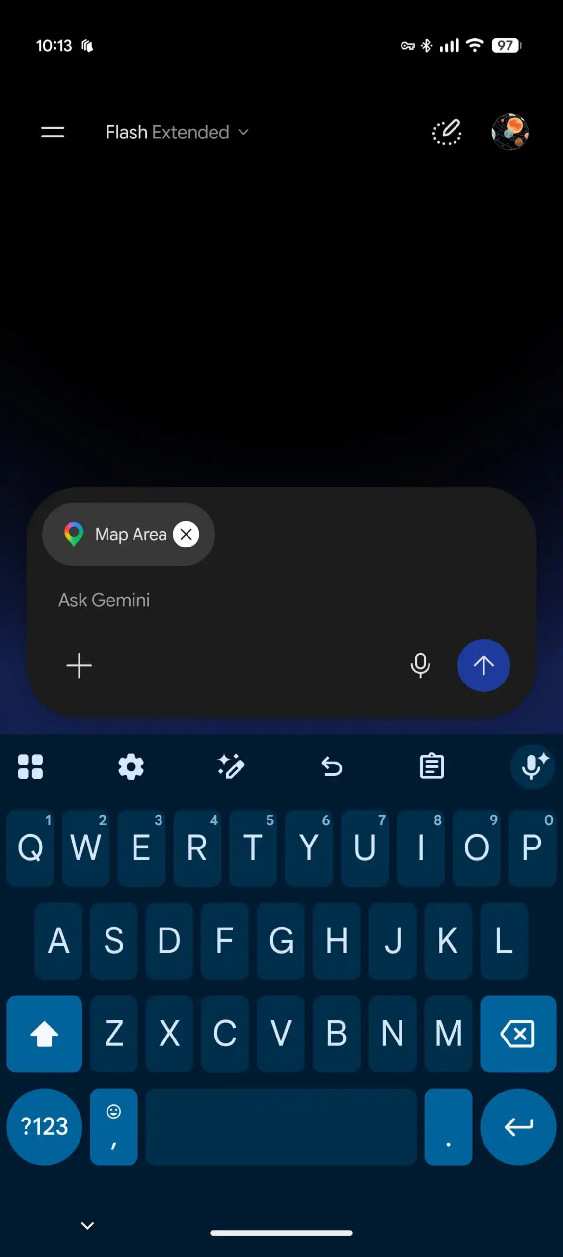 Thẻ Map Area xuất hiện trong ô nhập prompt của Gemini