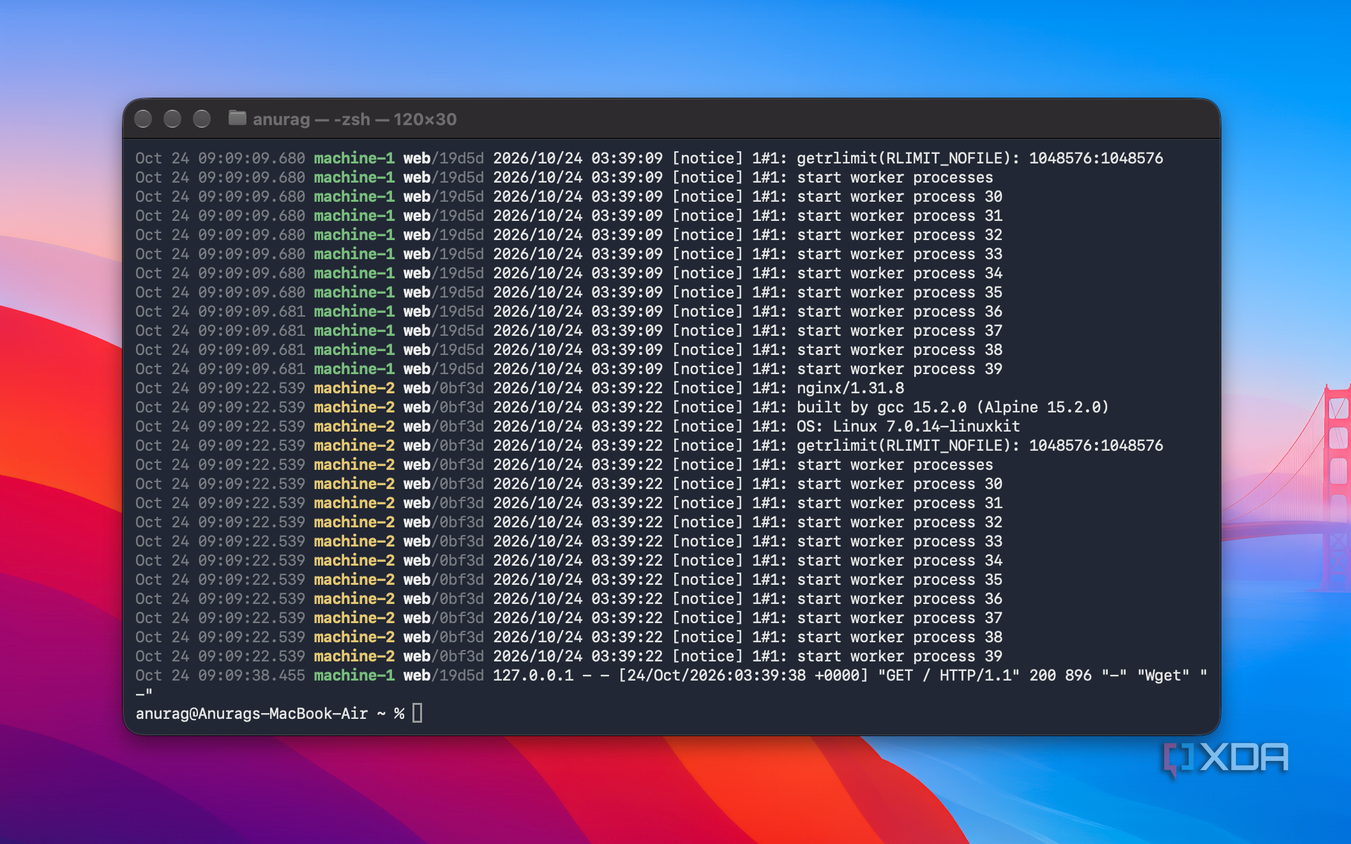 Log container trên hai máy Uncloud