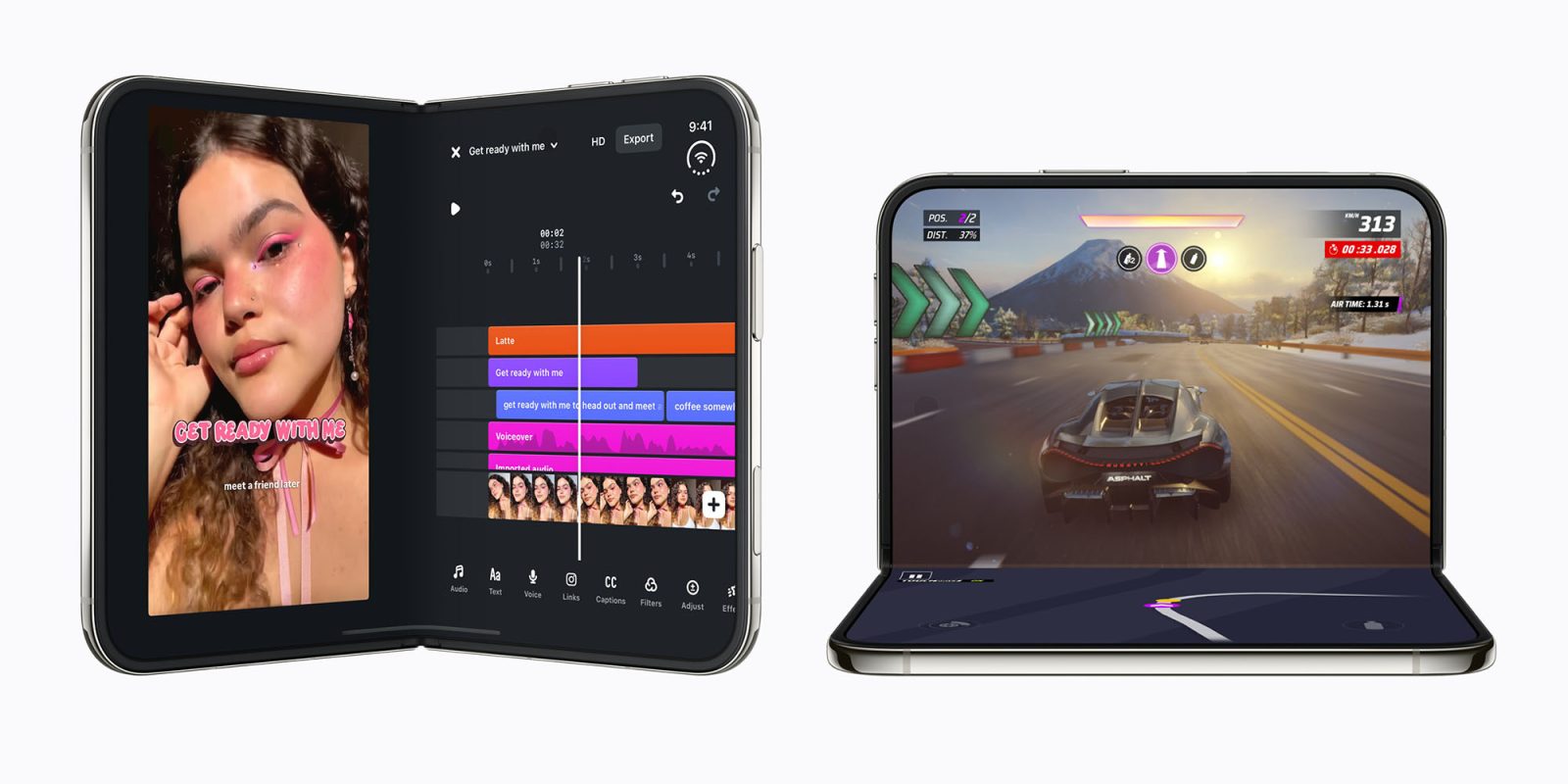 Ứng dụng chỉnh sửa video và game trên hai iPhone Duo gập
