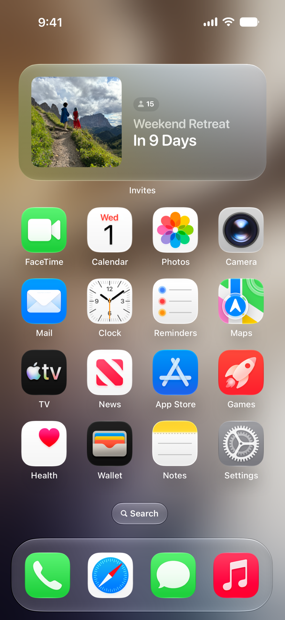 Widget đếm ngược Apple Invites trên Màn hình chính iPhone