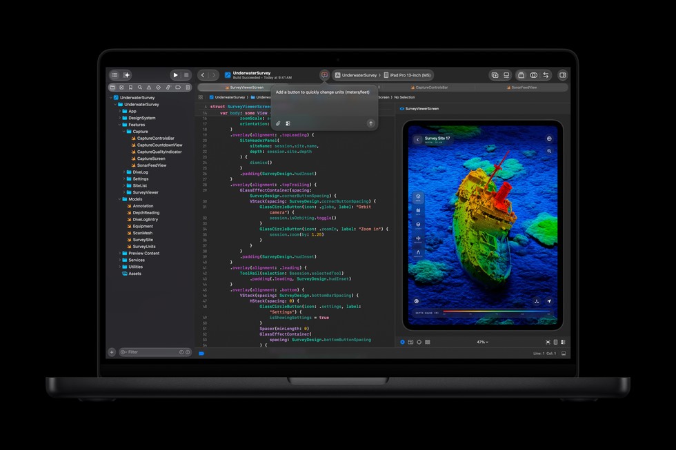 Xcode trên màn hình MacBook Pro M6