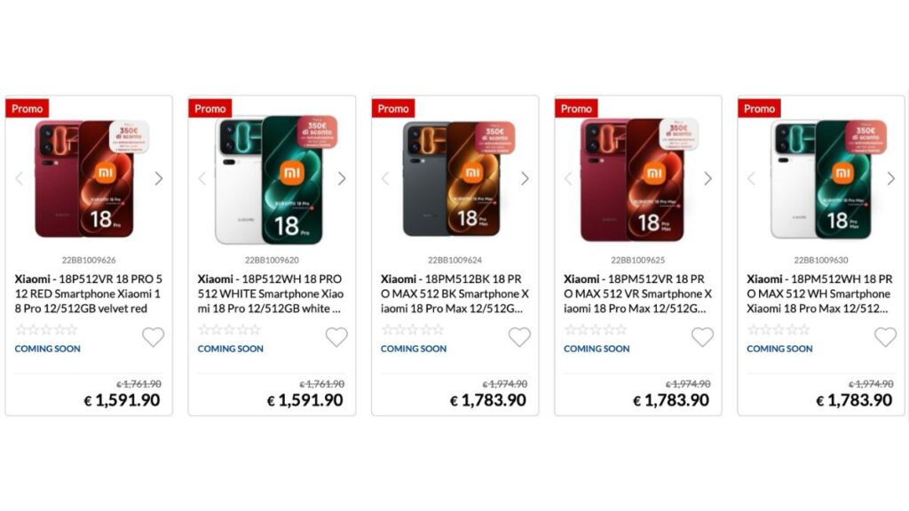 Xiaomi 18 Pro và 18 Pro Max niêm yết tại Epto