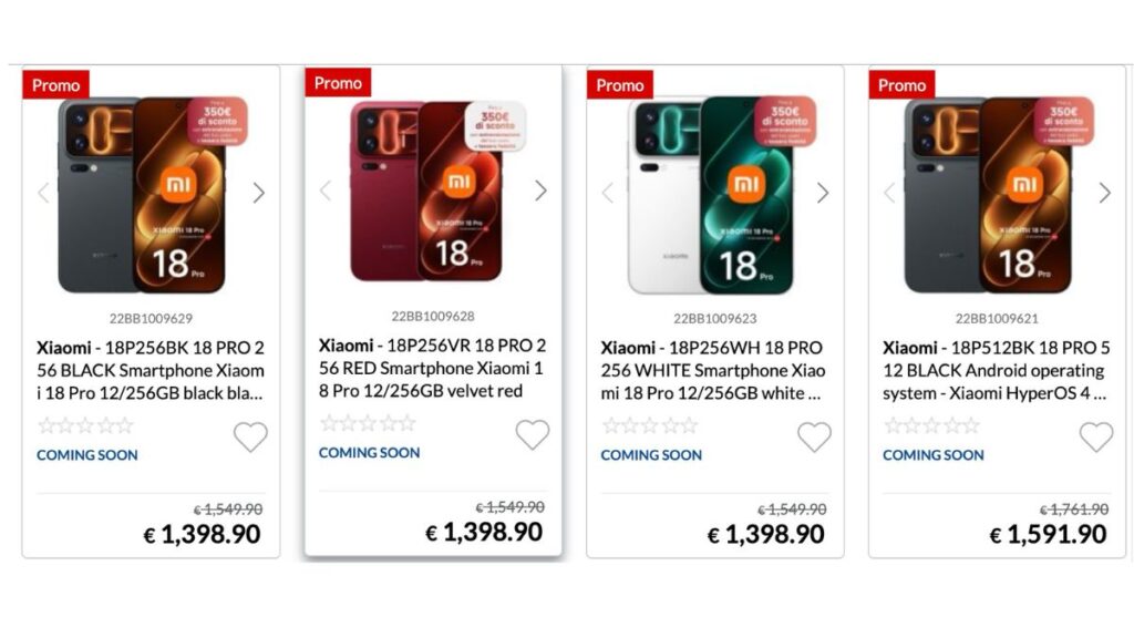 Xiaomi 18 Pro niêm yết tại Epto